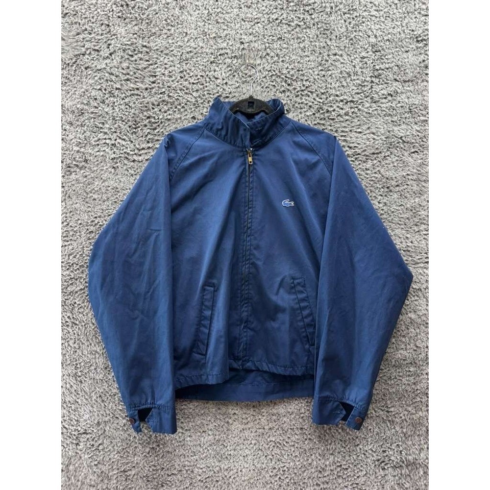 Vintage 80's 90's Izod Lacoste Logo Full Zip Bomber Jacket Blue Mens Size XL